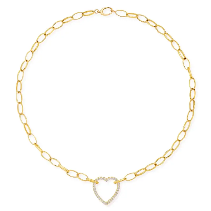 Jennifer Meyer Medium Edith Link Necklace with Diamond Open Heart Accent | Thumbnail 2 Jennifer Meyer Medium Edith Link Necklace with Diamond Open Heart Accent | Thumbnail 2