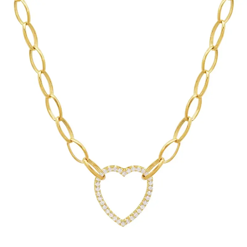 Jennifer Meyer Medium Edith Link Necklace with Diamond Open Heart Accent | Image 1 Jennifer Meyer Medium Edith Link Necklace with Diamond Open Heart Accent | Image 1
