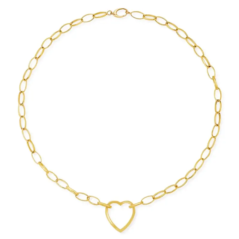 Jennifer Meyer Medium Edith Link Necklace with Large Open Heart Accent | Thumbnail 2