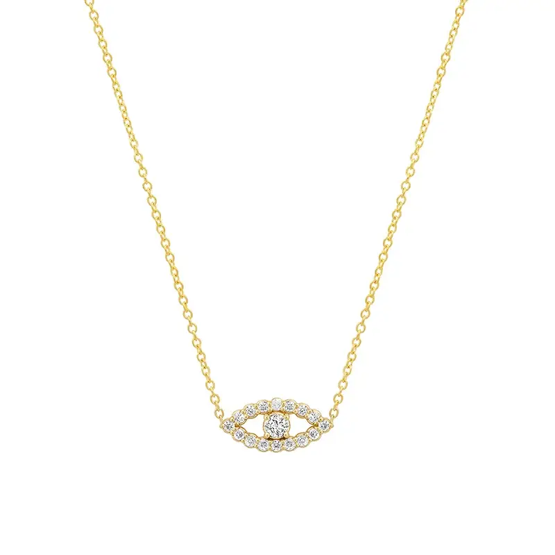Jennifer Meyer Mini Diamond Open Evil Eye Necklace | Image 1 Jennifer Meyer Mini Diamond Open Evil Eye Necklace | Image 1