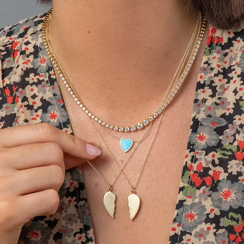 Jennifer Meyer Mini Turquoise Inlay Heart Necklace | Thumbnail 4 Jennifer Meyer Mini Turquoise Inlay Heart Necklace | Thumbnail 4