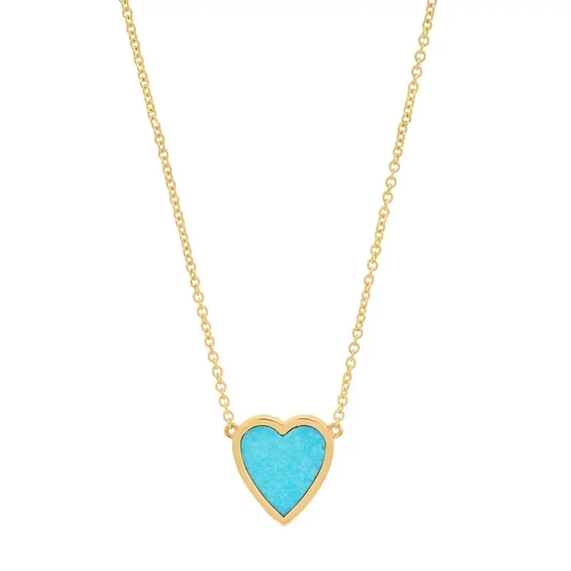 Jennifer Meyer Mini Turquoise Inlay Heart Necklace | Image 1 Jennifer Meyer Mini Turquoise Inlay Heart Necklace | Image 1