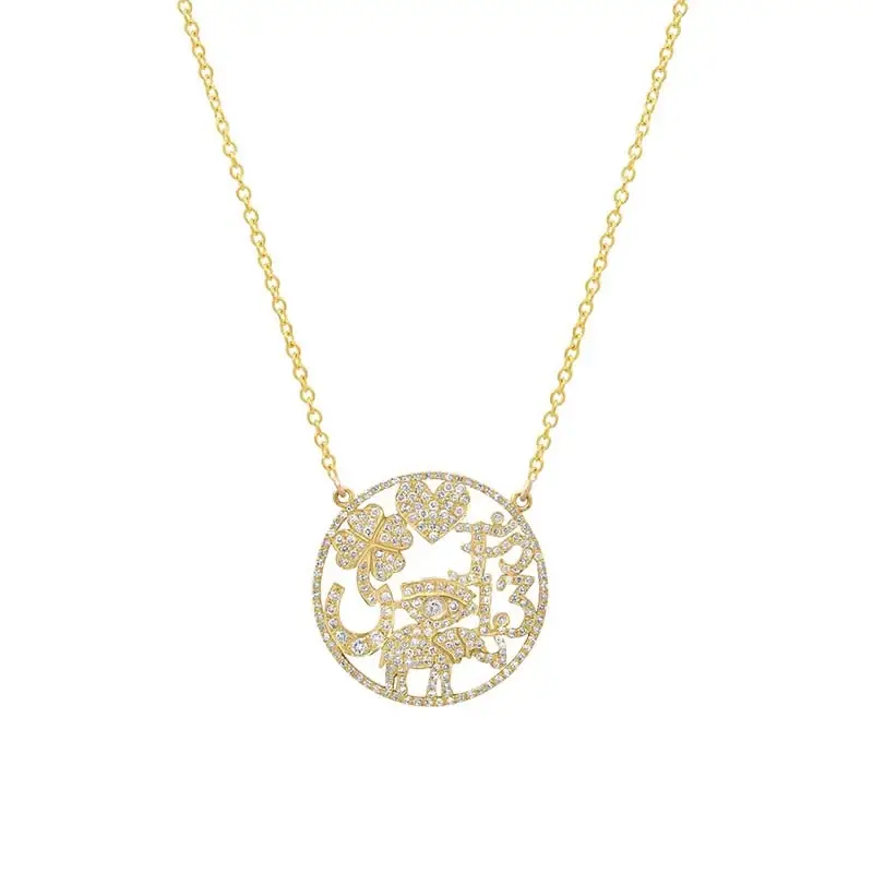 Jennifer Meyer Open Good Luck Necklace With Diamond Pave | Image 1 Jennifer Meyer Open Good Luck Necklace With Diamond Pave | Image 1