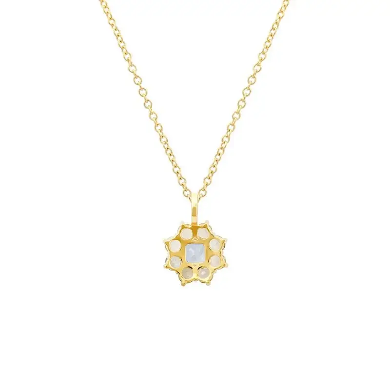 Jennifer Meyer Petite Statement Morganite Flower Pendant Necklace with Aquamarine Center | Thumbnail 2 Jennifer Meyer Petite Statement Morganite Flower Pendant Necklace with Aquamarine Center | Thumbnail 2