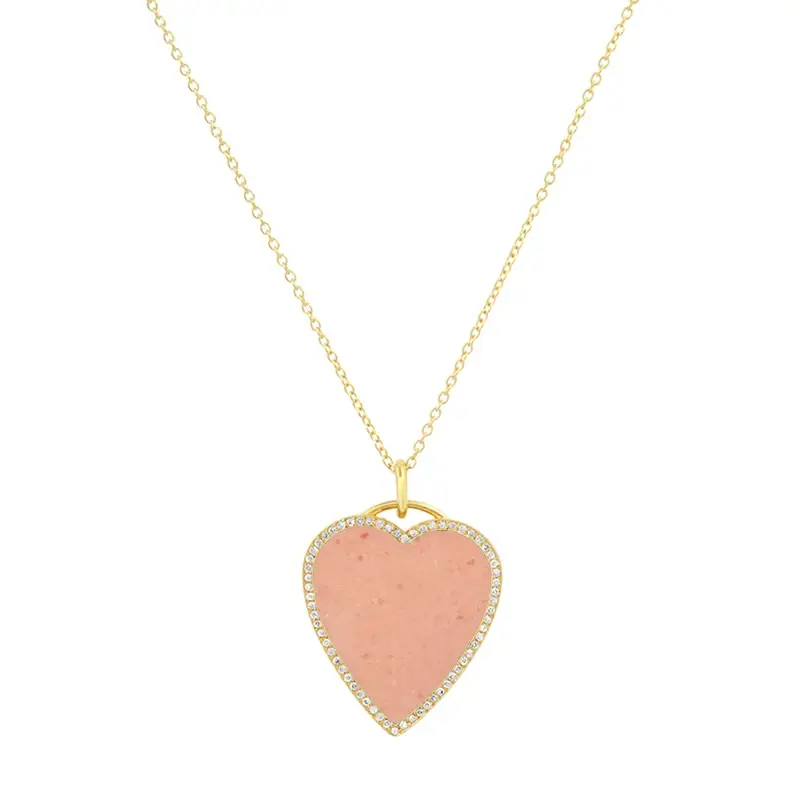 Jennifer Meyer Pink Opal Inlay Heart Necklace with Diamonds | Thumbnail 2 Jennifer Meyer Pink Opal Inlay Heart Necklace with Diamonds | Thumbnail 2