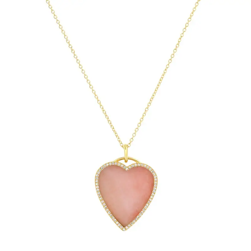 Jennifer Meyer Pink Opal Inlay Heart Necklace with Diamonds | Thumbnail 3 Jennifer Meyer Pink Opal Inlay Heart Necklace with Diamonds | Thumbnail 3