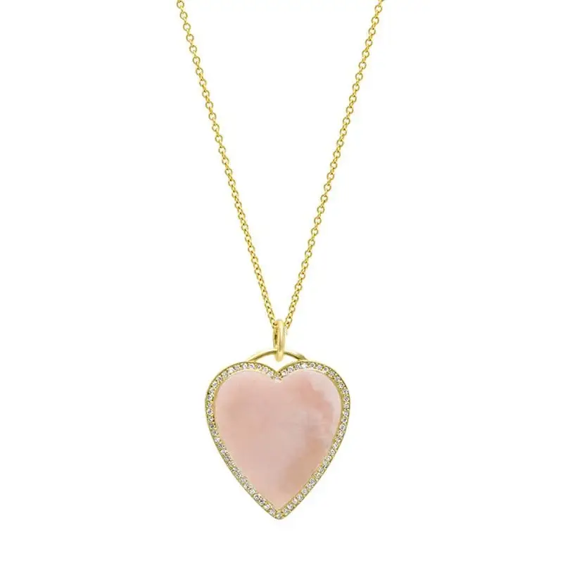 Jennifer Meyer Pink Opal Inlay Heart Necklace with Diamonds | Thumbnail 4 Jennifer Meyer Pink Opal Inlay Heart Necklace with Diamonds | Thumbnail 4