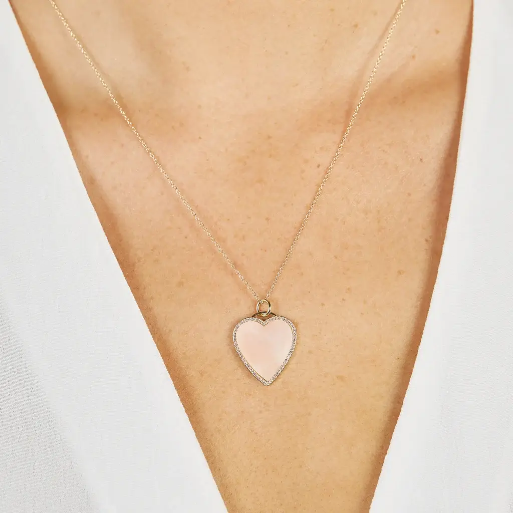 Jennifer Meyer Pink Opal Inlay Heart Necklace with Diamonds | Thumbnail 8 Jennifer Meyer Pink Opal Inlay Heart Necklace with Diamonds | Thumbnail 8