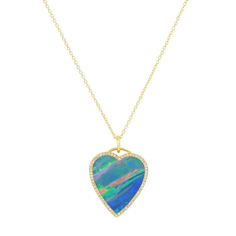 Jennifer Meyer Red Boulder Opal Inlay Heart Necklace with Diamonds | Thumbnail 3 Jennifer Meyer Red Boulder Opal Inlay Heart Necklace with Diamonds | Thumbnail 3