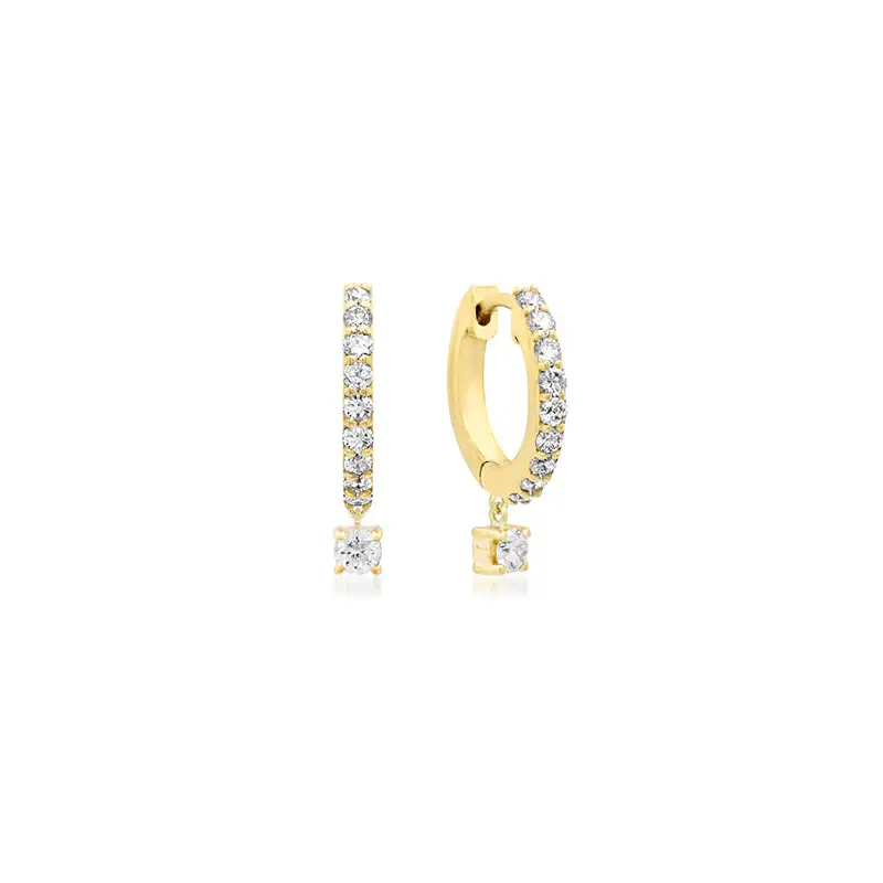 Jennifer Meyer Small Diamond Huggies with 4-Prong Set Diamond Drop | Thumbnail 2 Jennifer Meyer Small Diamond Huggies with 4-Prong Set Diamond Drop | Thumbnail 2