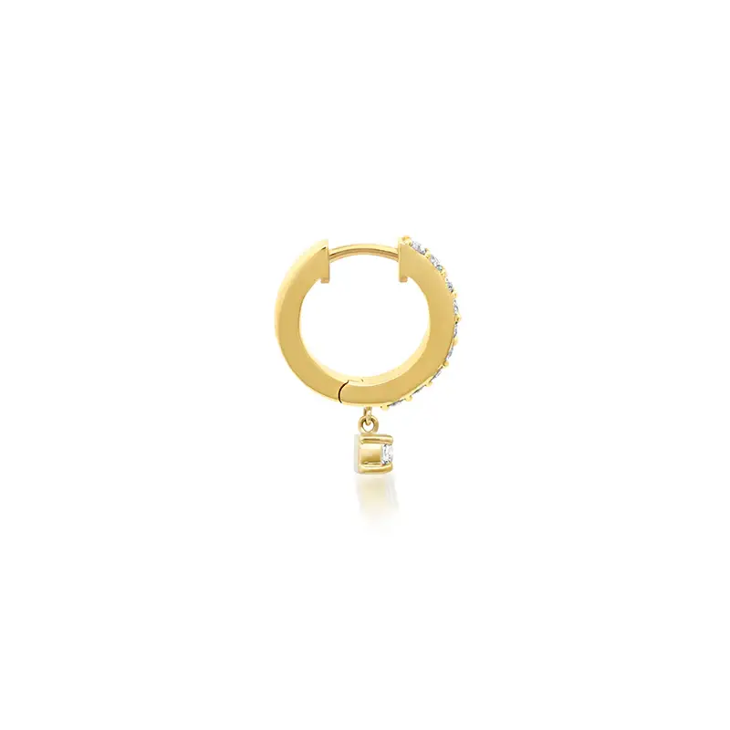 Jennifer Meyer Small Diamond Huggies with 4-Prong Set Diamond Drop | Thumbnail 3 Jennifer Meyer Small Diamond Huggies with 4-Prong Set Diamond Drop | Thumbnail 3