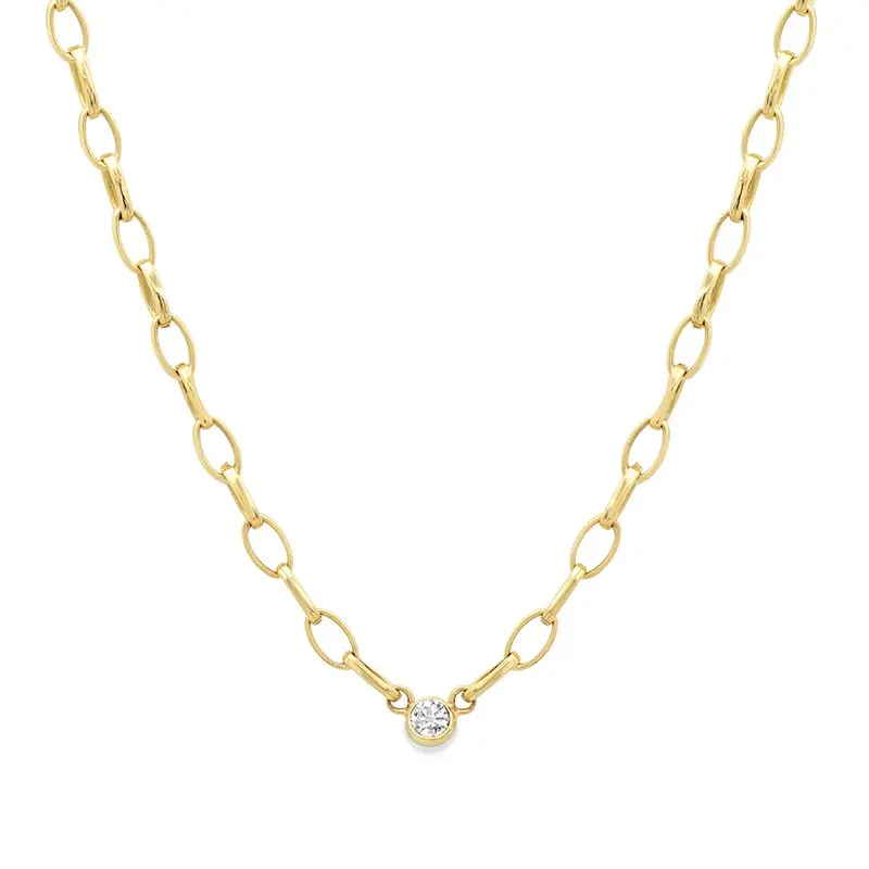 Jennifer Meyer Small Edith Link Necklace with Single Diamond Bezel Accent | Image 1 Jennifer Meyer Small Edith Link Necklace with Single Diamond Bezel Accent | Image 1