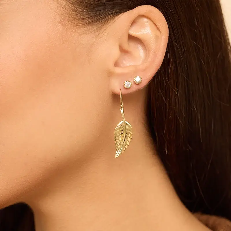 Jennifer Meyer Small Leaf Drop Earrings | Thumbnail 4