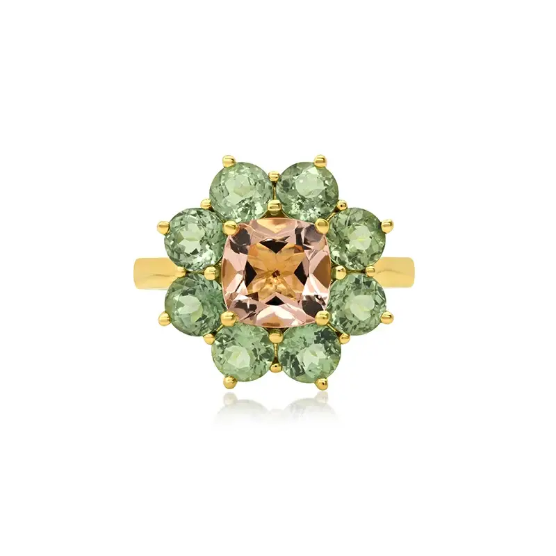 Jennifer Meyer Statement Mint Tourmaline Flower Ring With Morganite Center | Thumbnail 2 Jennifer Meyer Statement Mint Tourmaline Flower Ring With Morganite Center | Thumbnail 2