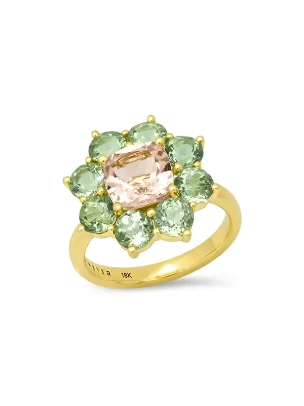 Jennifer Meyer Statement Mint Tourmaline Flower Ring With Morganite Center