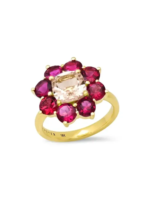 Jennifer Meyer Statement Rubellite Flower Ring with Morganite Center