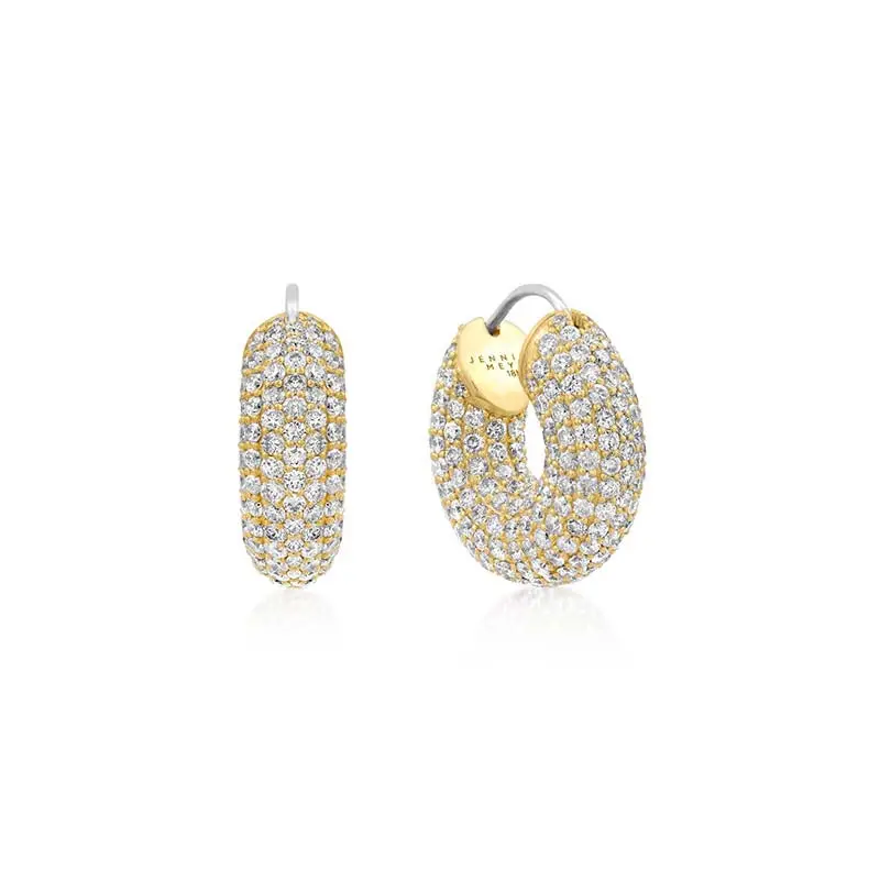 Jennifer Meyer Tubular Huggies with Diamond Pave | Thumbnail 2 Jennifer Meyer Tubular Huggies with Diamond Pave | Thumbnail 2