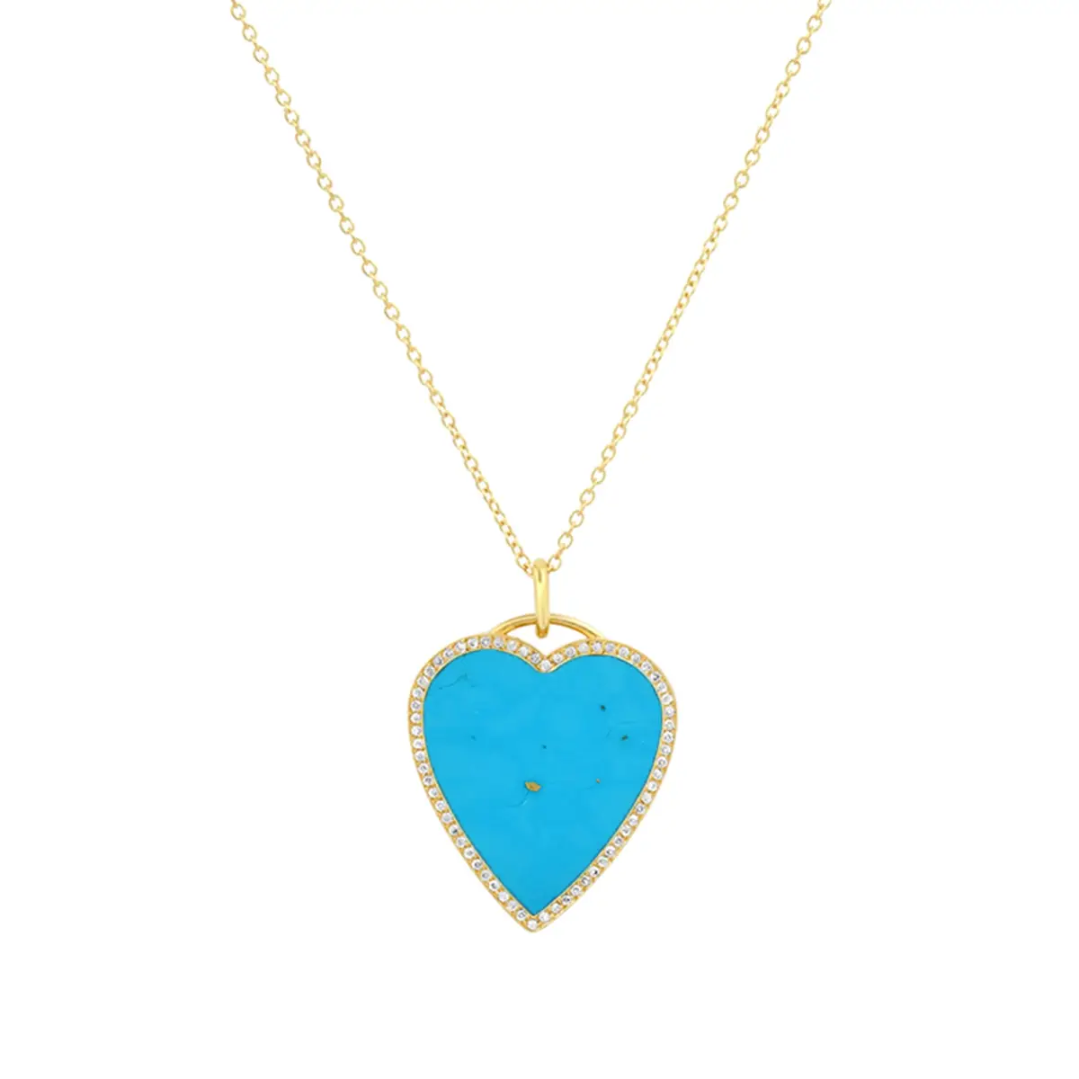 Jennifer Meyer Turquoise Inlay Heart Necklace with Diamonds | Thumbnail 2