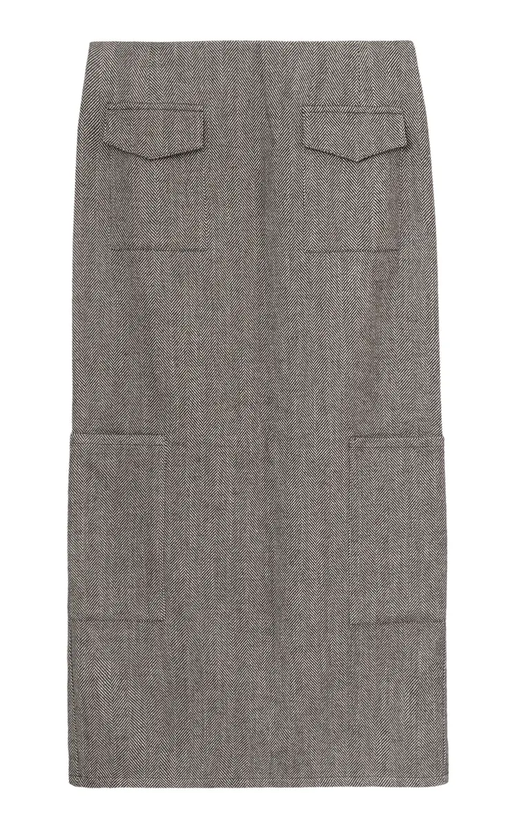 Valletta Herringbone Cotton Maxi Skirt Valletta Herringbone Cotton Maxi Skirt