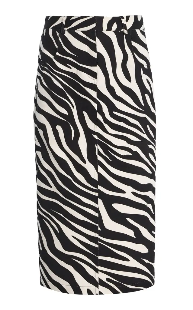 Tina Zebra-Print Cotton Midi Skirt Tina Zebra-Print Cotton Midi Skirt