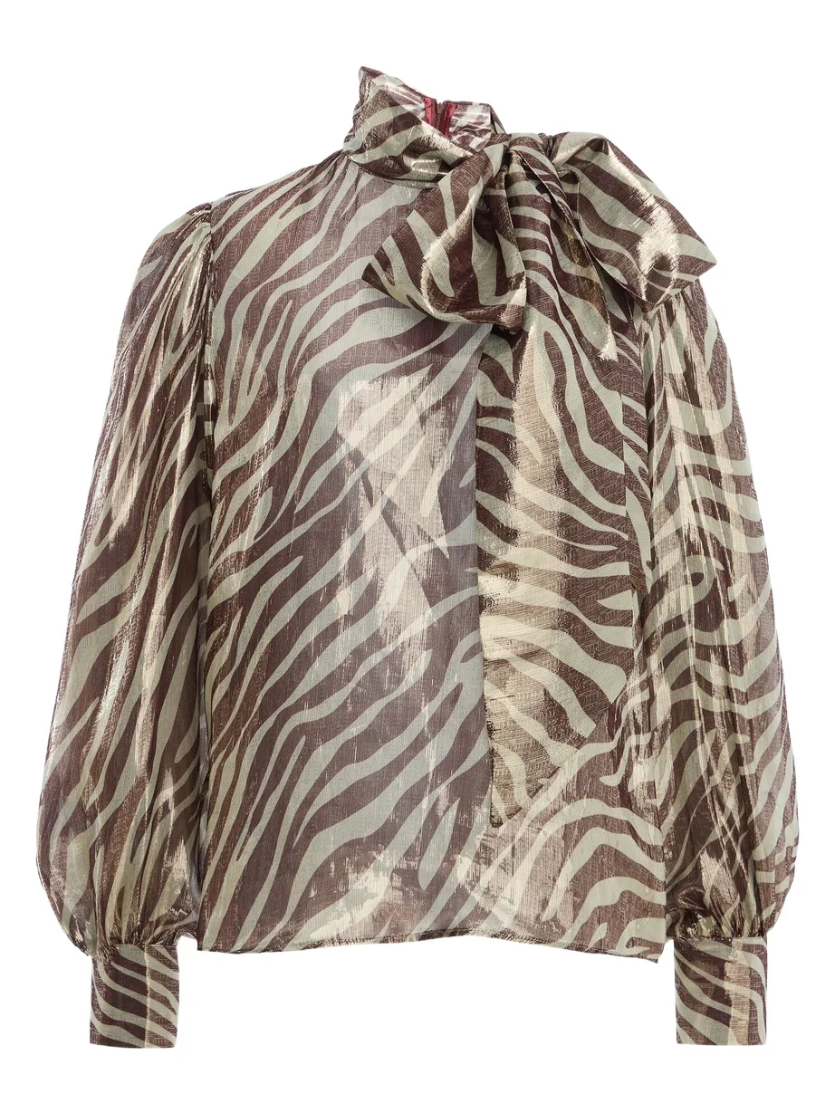 FRANÇOISE Winona Pussy-Bow Silk Top
