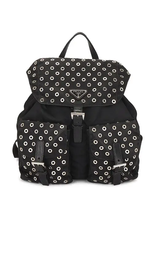 Prada Prada Grommet Embellished Tessuto Backpack | Image 1 Prada Prada Grommet Embellished Tessuto Backpack | Image 1