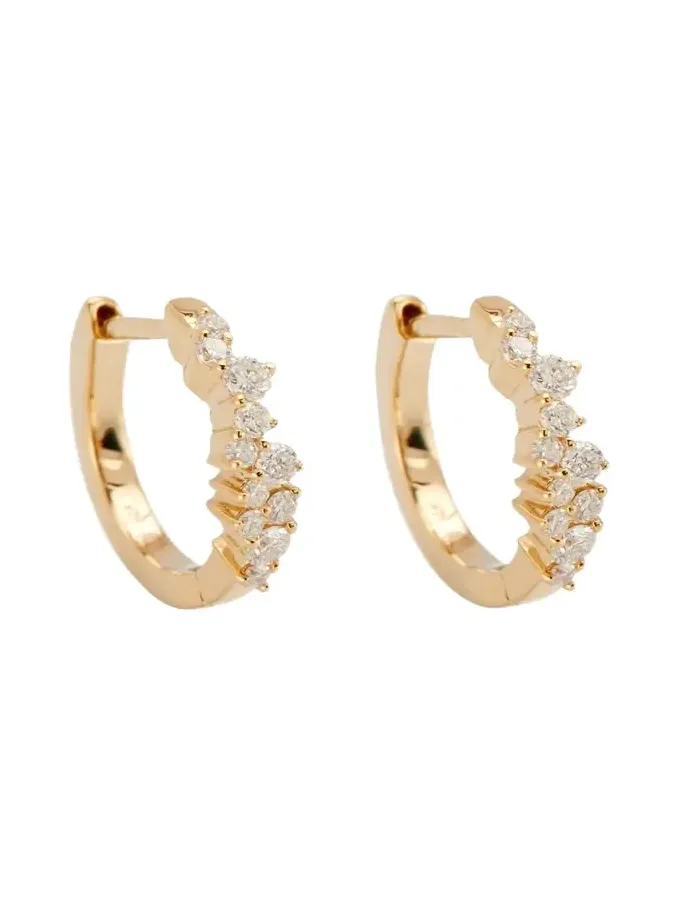 14k Gold Diamond Huggie Hoop Earrings 14k Gold Diamond Huggie Hoop Earrings