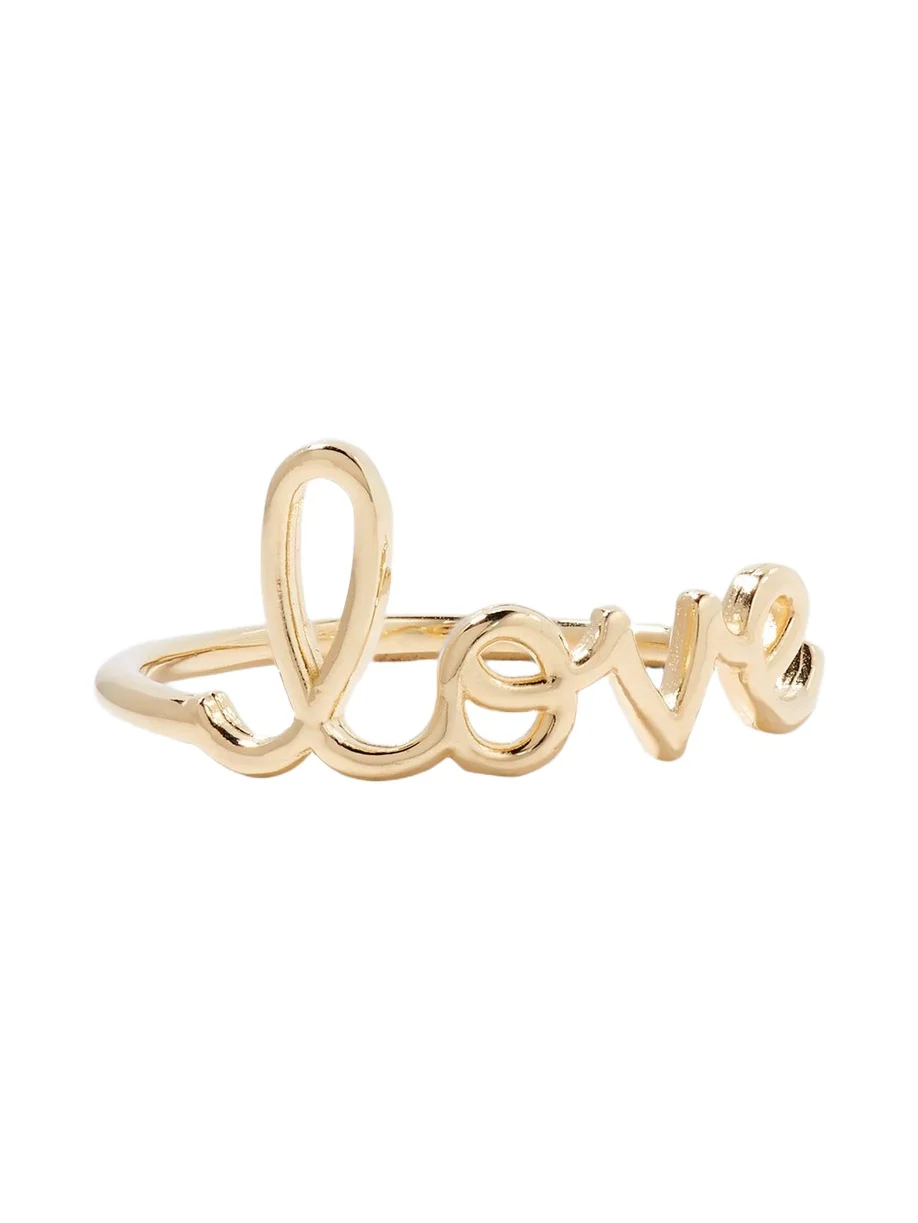 14k Yellow Gold Pure Love Script Ring 14k Yellow Gold Pure Love Script Ring