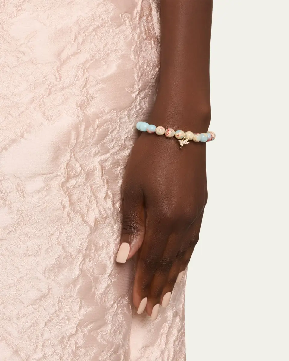 Sydney Evan 14K Gold & Diamond Hummingbird Charm on Jasper Beaded Bracelet | Thumbnail 2 Sydney Evan 14K Gold & Diamond Hummingbird Charm on Jasper Beaded Bracelet | Thumbnail 2