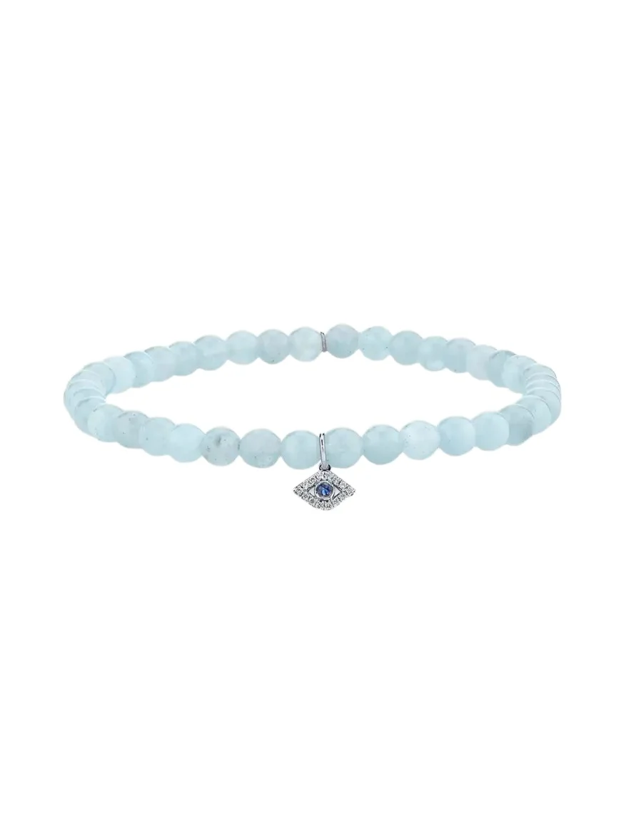 14K White Gold Diamond Small Bezel Eye Bracelet