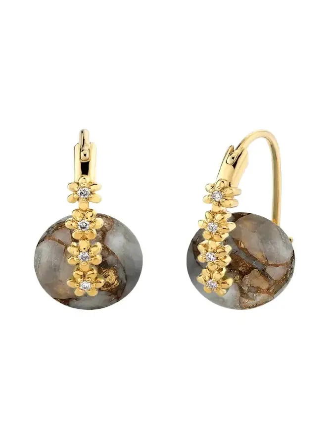 14K Gold Diamond Daisy Calcite Earrings 14K Gold Diamond Daisy Calcite Earrings