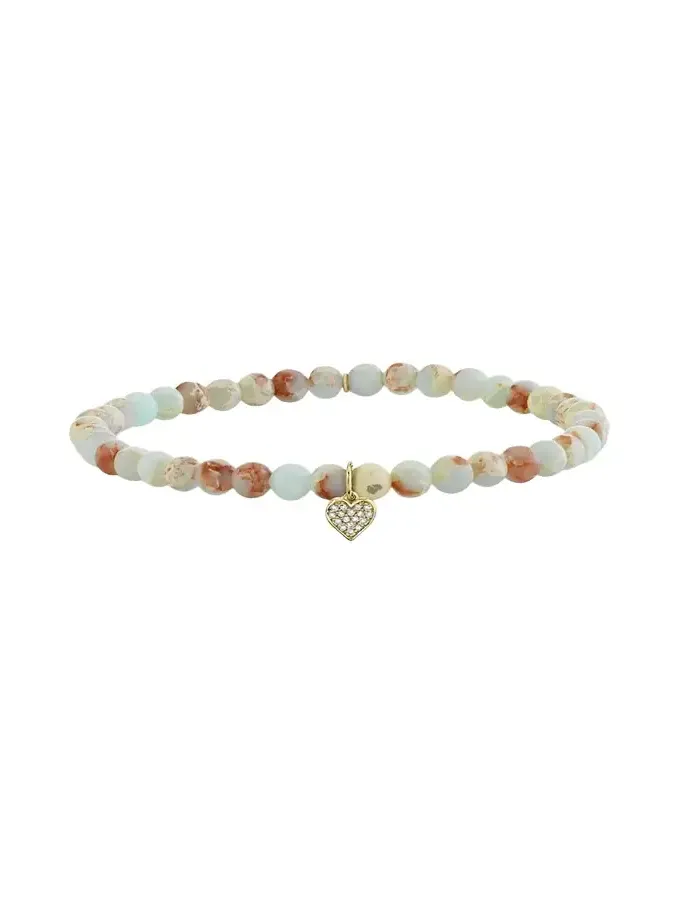 14K Gold Diamond Heart on Impression Jasper Bracelet 14K Gold Diamond Heart on Impression Jasper Bracelet