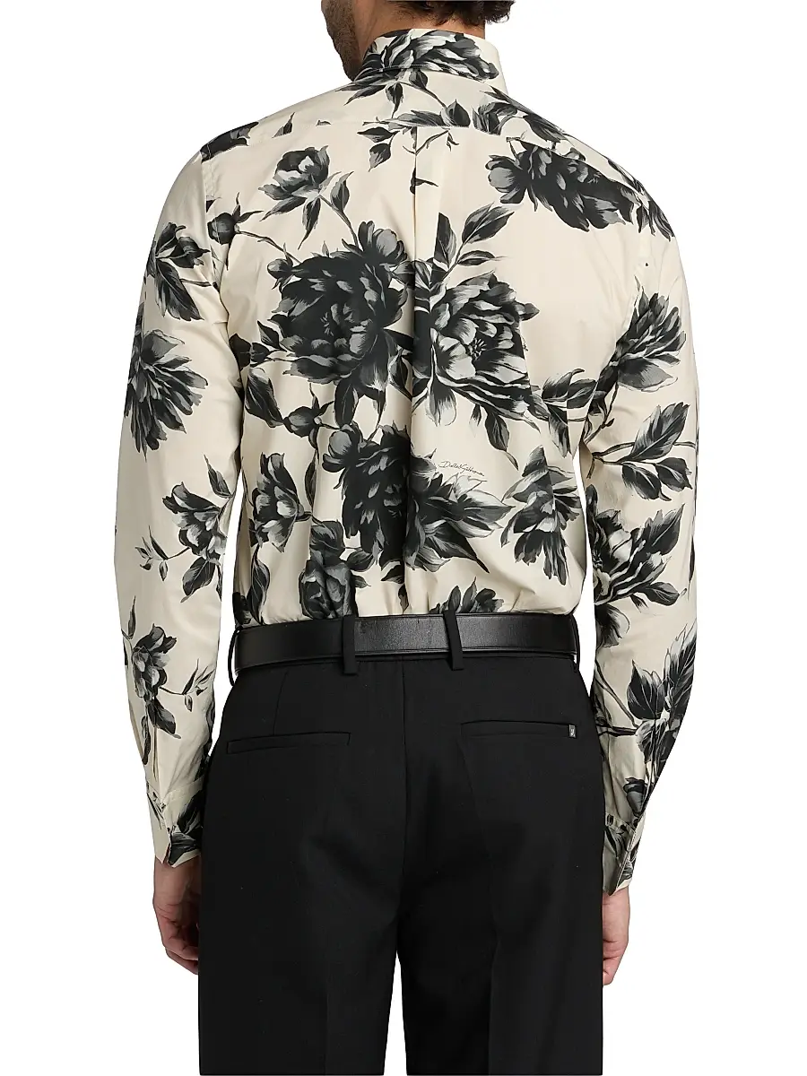 Dolce & Gabbana Men's Floral Cotton Button-Front Shirt | Thumbnail 5 Dolce & Gabbana Men's Floral Cotton Button-Front Shirt | Thumbnail 5