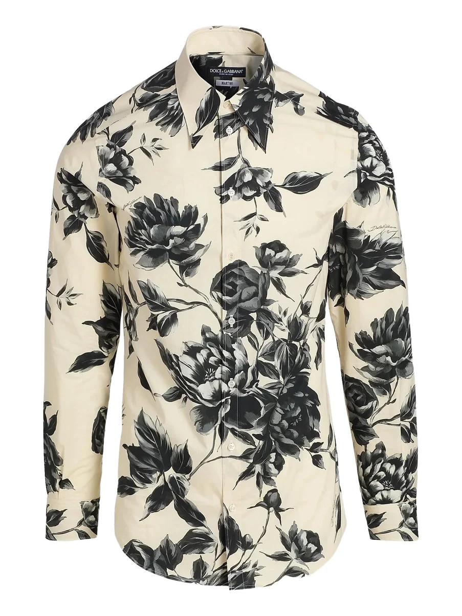 Dolce & Gabbana Men's Floral Cotton Button-Front Shirt