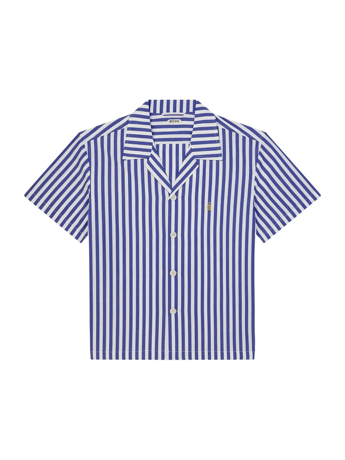Calliope Camp-Collar Embroidered Striped Cotton-Poplin Shirt - Men Calliope Camp-Collar Embroidered Striped Cotton-Poplin Shirt - Men