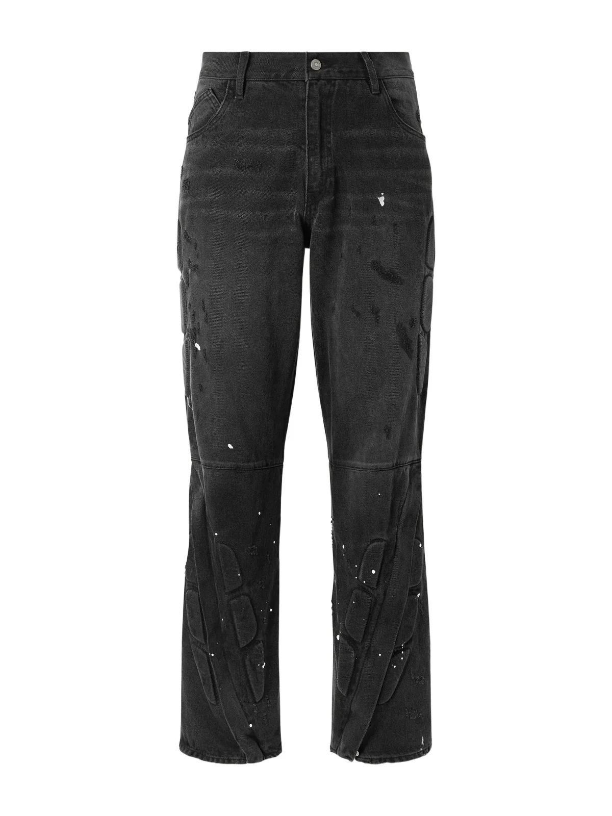 Satoshi Nakamoto Enduro Straight-Leg Padded Paint-Splattered Jeans - Men