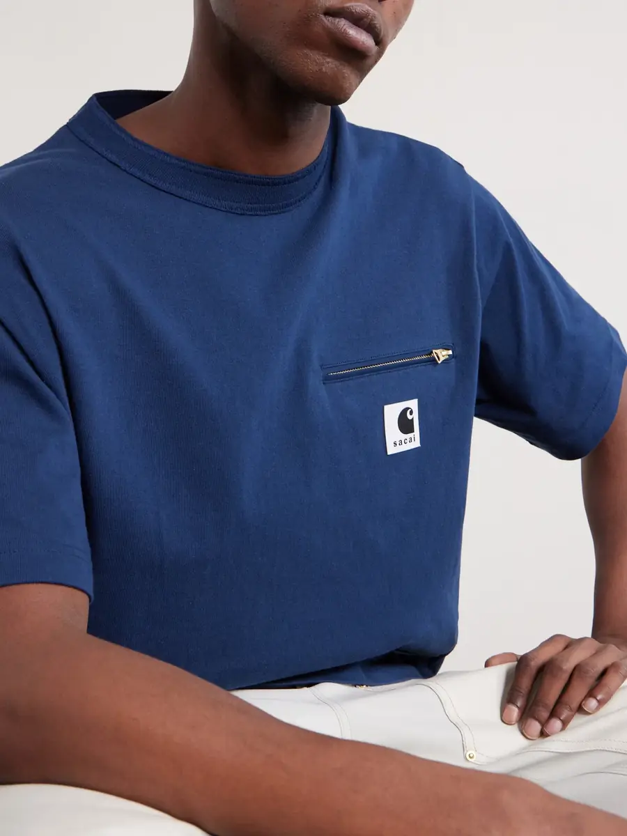 Sacai Carhartt WIP Logo-Appliquéd Cotton-Jersey T-Shirt - Men | Thumbnail 5 Sacai Carhartt WIP Logo-Appliquéd Cotton-Jersey T-Shirt - Men | Thumbnail 5