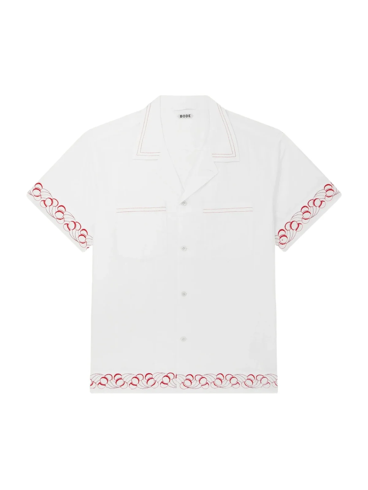 Cherry Lane Camp-Collar Embroidered Cotton-Poplin Shirt - Men Cherry Lane Camp-Collar Embroidered Cotton-Poplin Shirt - Men