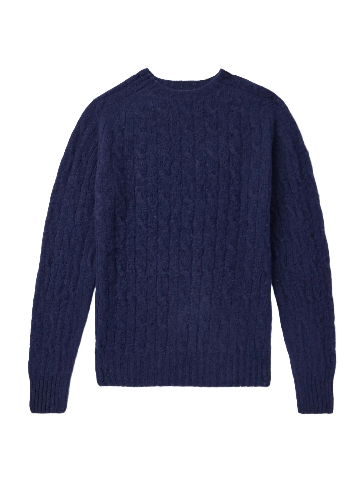 Cable-Knit Brushed Shetland Wool Sweater - Men