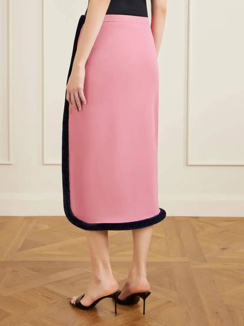 Diotima Castries Velvet-trimmed Stretch-jersey Midi Skirt | Thumbnail 4 Diotima Castries Velvet-trimmed Stretch-jersey Midi Skirt | Thumbnail 4