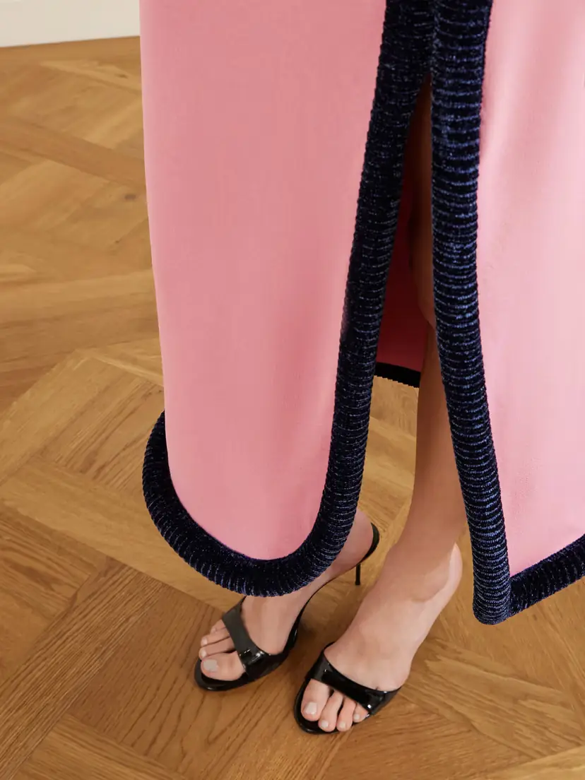 Diotima Castries Velvet-trimmed Stretch-jersey Midi Skirt | Thumbnail 5 Diotima Castries Velvet-trimmed Stretch-jersey Midi Skirt | Thumbnail 5