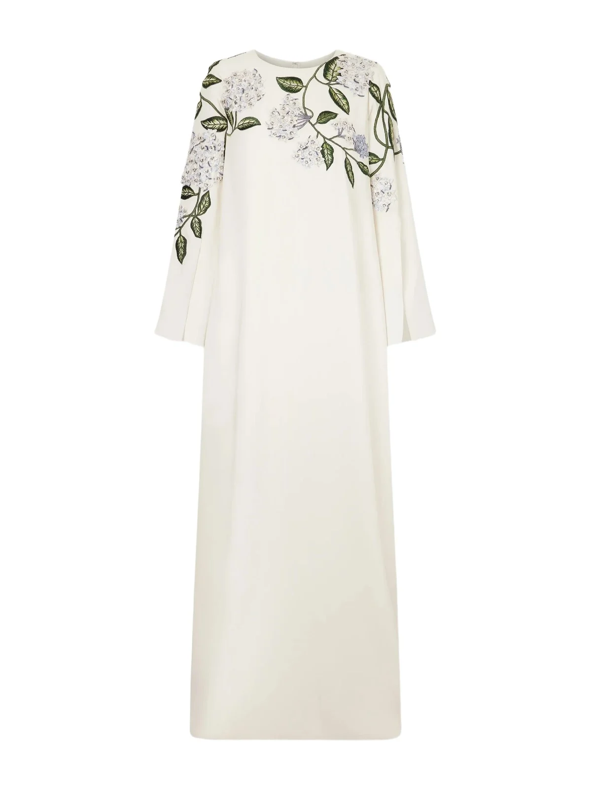 Appliquéd Embroidered Silk-blend Crepe Gown