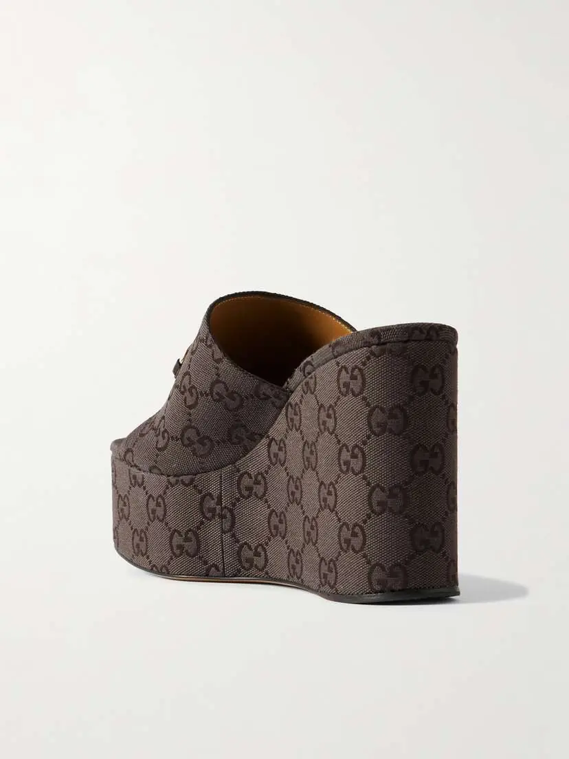 Gucci Horsebit-embellished Canvas-jacquard Platform Mules | Thumbnail 3 Gucci Horsebit-embellished Canvas-jacquard Platform Mules | Thumbnail 3