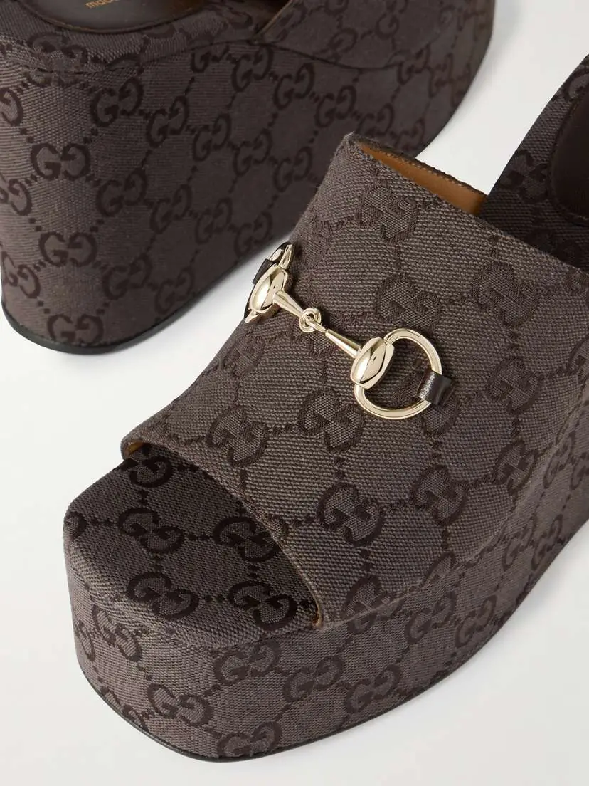 Gucci Horsebit-embellished Canvas-jacquard Platform Mules | Thumbnail 4 Gucci Horsebit-embellished Canvas-jacquard Platform Mules | Thumbnail 4