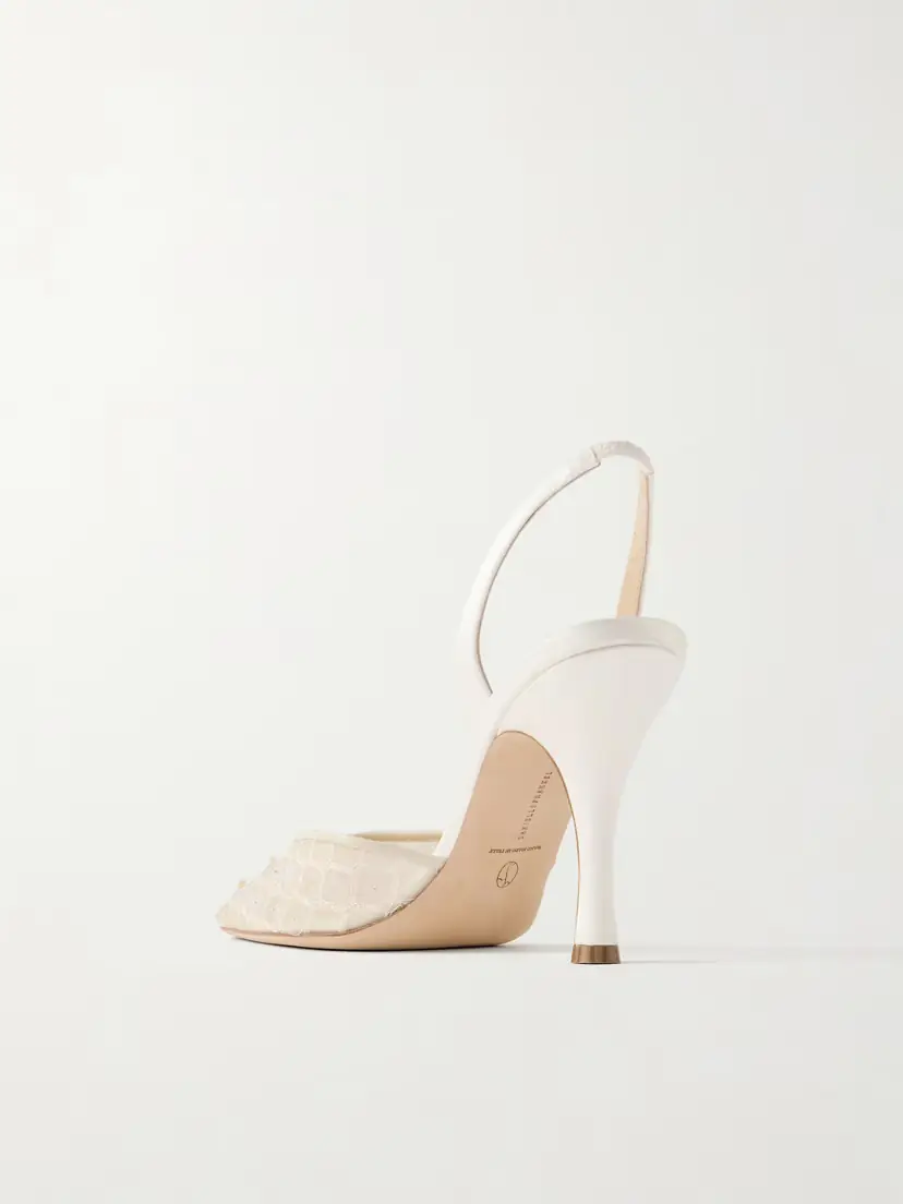 Danielle Frankel Archer Embellished Satin-trimmed Mesh Slingback Pumps | Thumbnail 3 Danielle Frankel Archer Embellished Satin-trimmed Mesh Slingback Pumps | Thumbnail 3