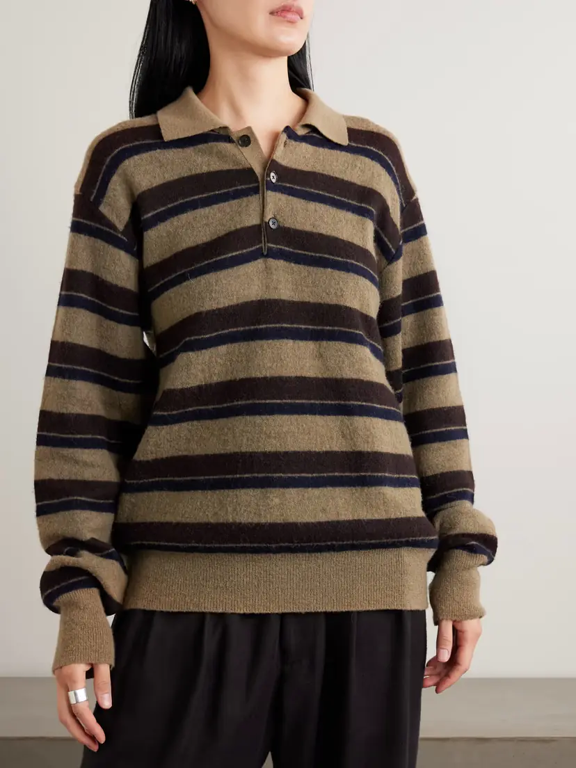 ssstein Striped Brushed Knitted Polo Sweater | Thumbnail 3 ssstein Striped Brushed Knitted Polo Sweater | Thumbnail 3