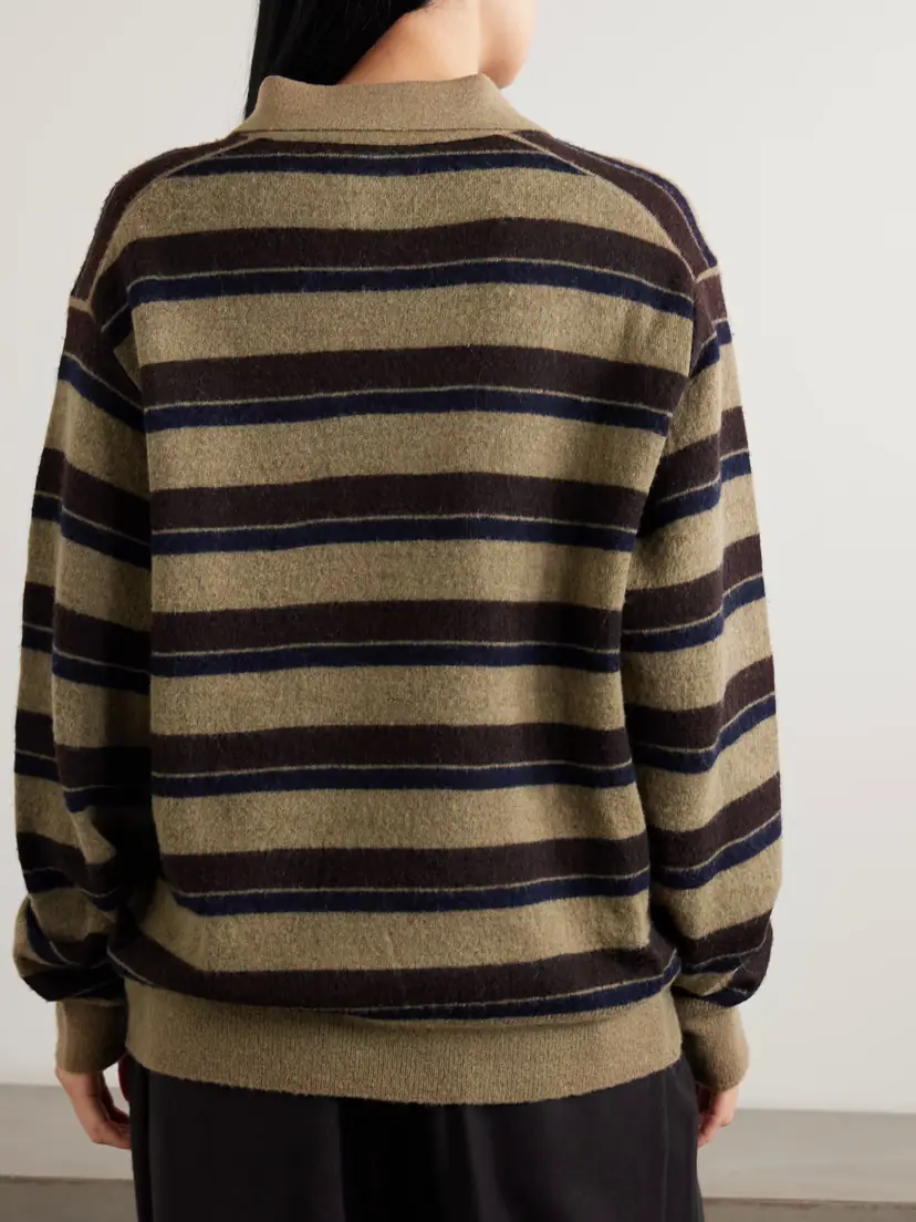 ssstein Striped Brushed Knitted Polo Sweater | Thumbnail 4 ssstein Striped Brushed Knitted Polo Sweater | Thumbnail 4