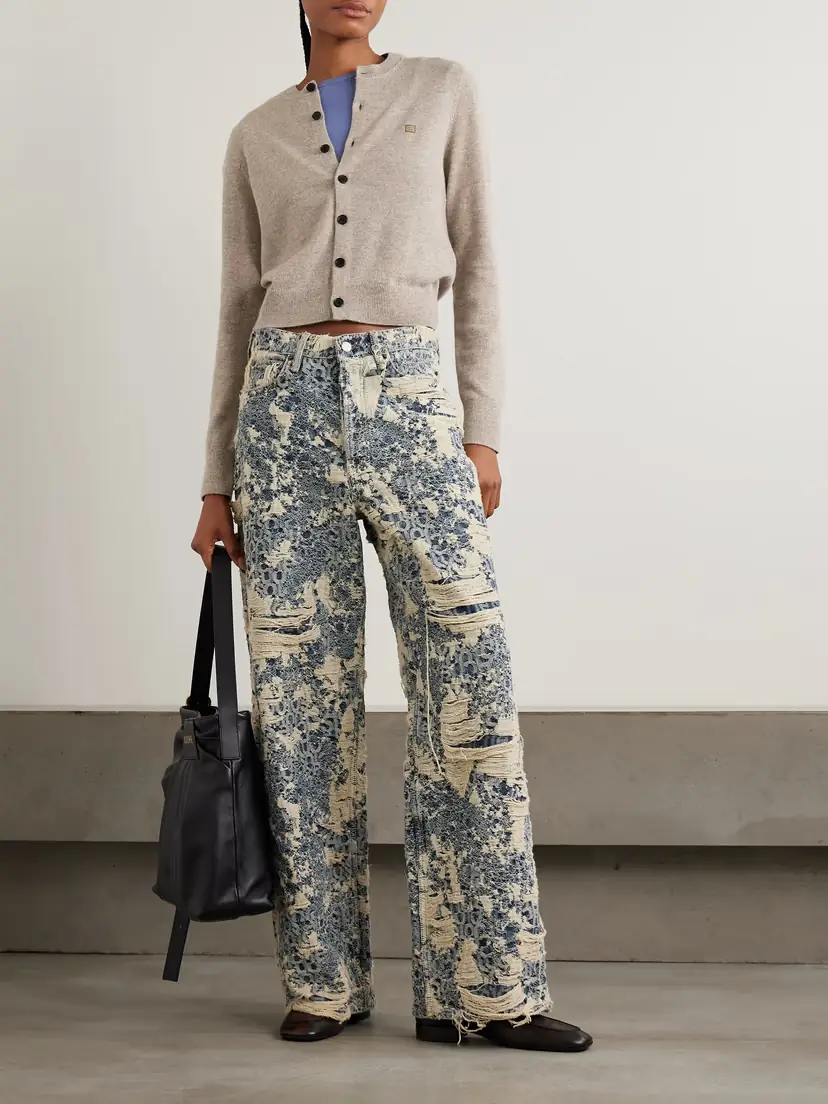 Acne Studios Appliquéd Wool And Yak Hair-blend Cardigan | Thumbnail 2 Acne Studios Appliquéd Wool And Yak Hair-blend Cardigan | Thumbnail 2