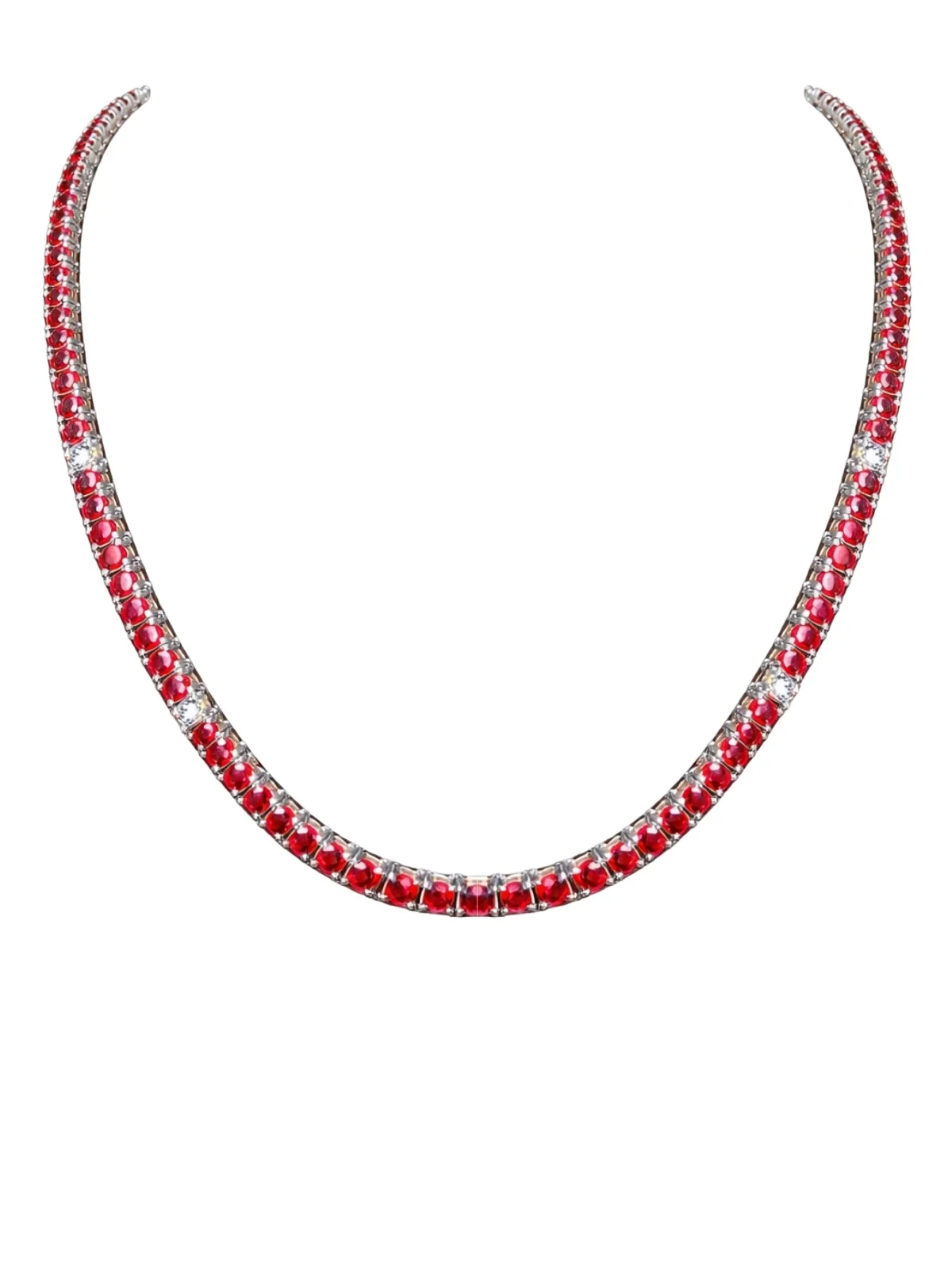 16.20ct Diamond Ruby 14K Gold Tennis Necklace