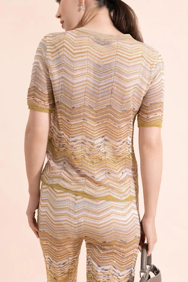 Missoni Short Sleeve Crew Neck Top - Gold | Thumbnail 4